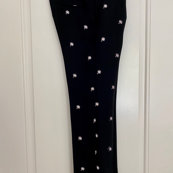 Miu Miu Black Silk White Daisy Print pants - Picture 1 of 8